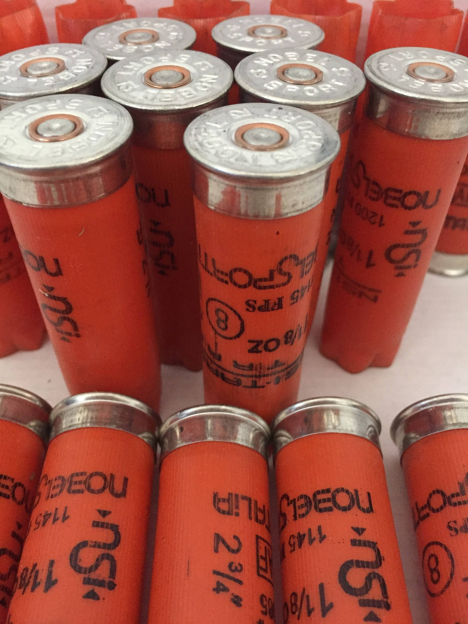 Orange 12 Gauge Shotgun Shells Empty 12GA Hulls