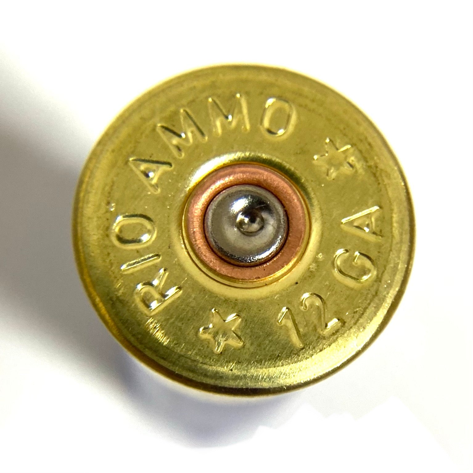 Rio Ammo 12 Gauge Tri-Colored Headstamp Close Up