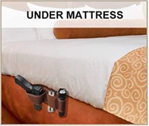 Under The Mattress Pistol Holder Car Seat Gun Holster With Flashlight and Spare Magazine 