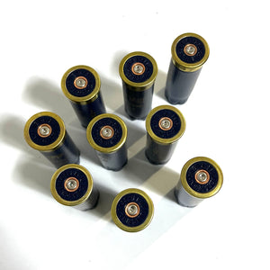 Unique Headstamps on Blue 12 Gauge Empty Shotgun Shells – Engraved Brass Base