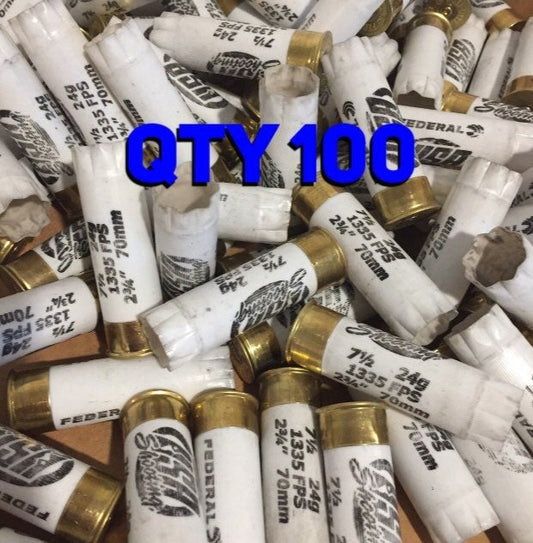White Federal 12 Gauge Empty Shotgun Shells 12GA Hulls