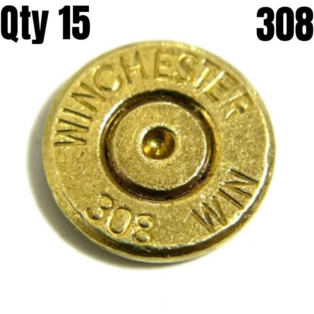 Winchester Brand 308 Brass Bullet Slices With Gold Primer | Qty 15