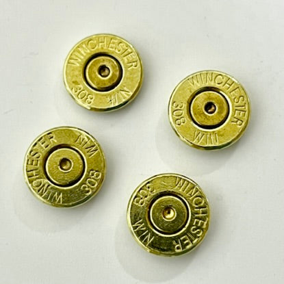 Winchester Brand 308 Brass Bullet Slices With Gold Primer | Qty 15
