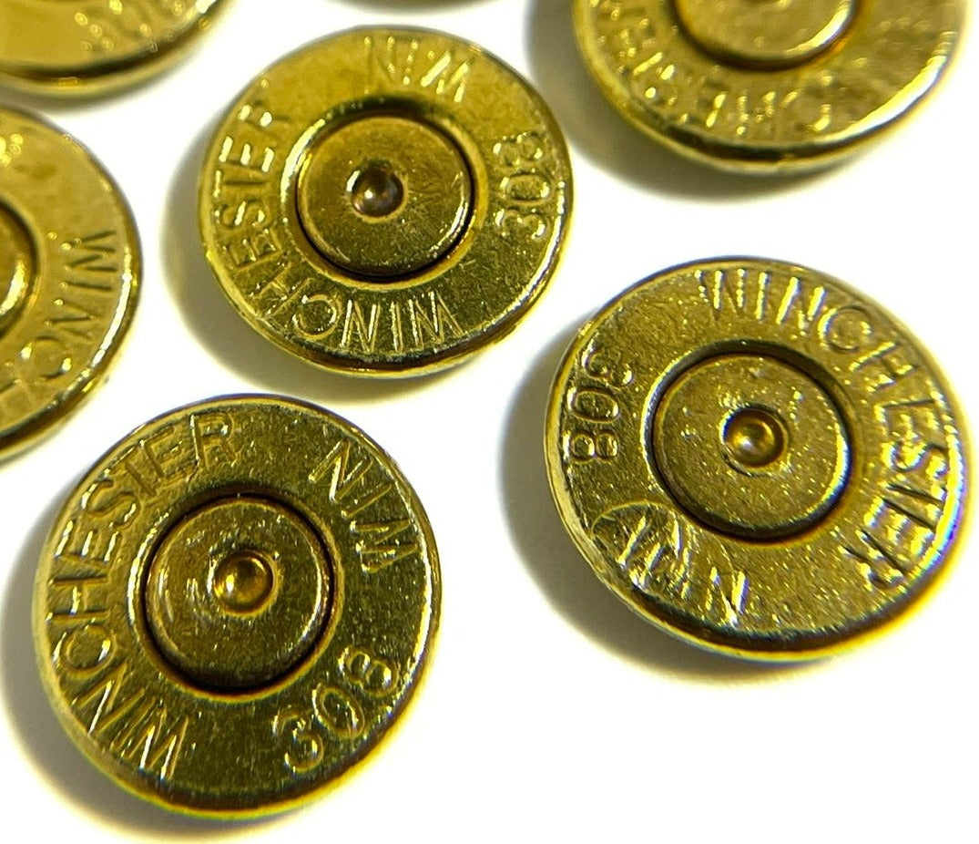 Winchester Brand 308 Brass Bullet Slices With Gold Primer | Qty 15