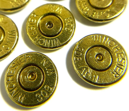 Winchester Brand 308 Brass Bullet Slices With Gold Primer | Qty 15