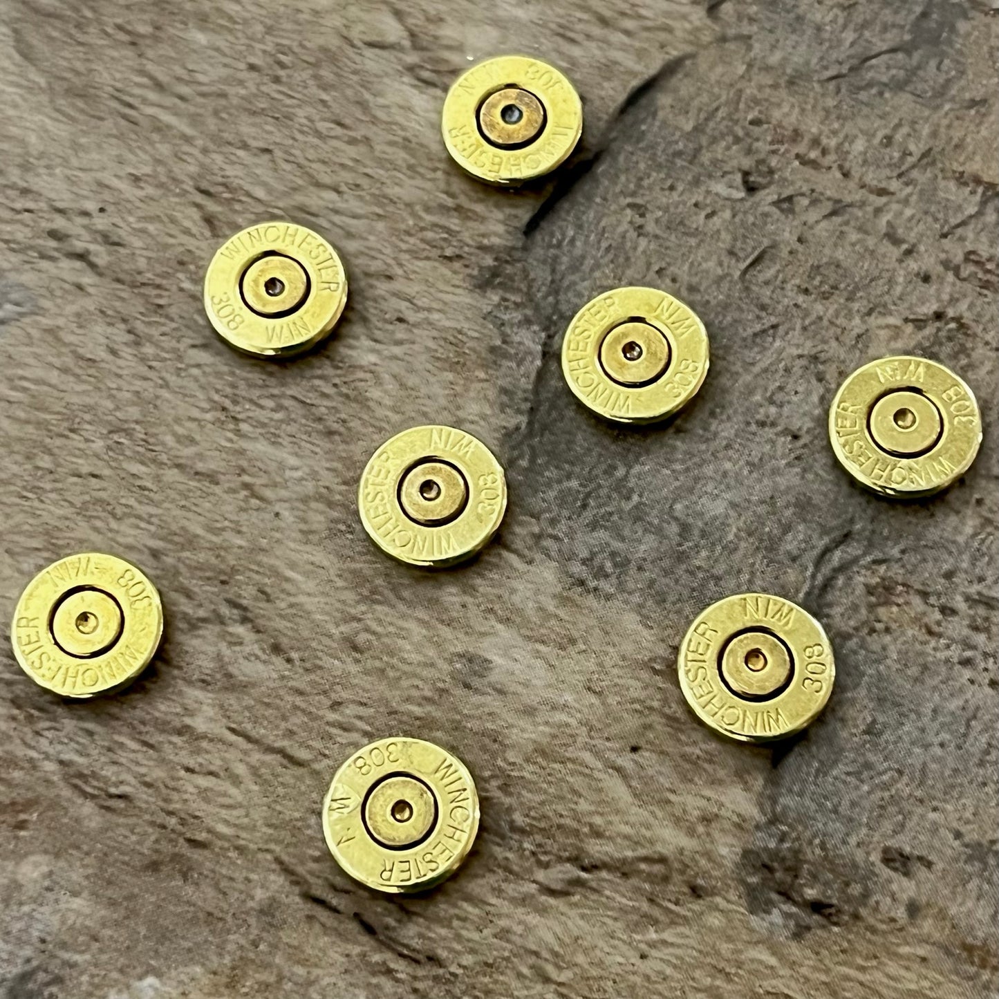 Winchester Brand 308 Brass Bullet Slices With Gold Primer | Qty 15