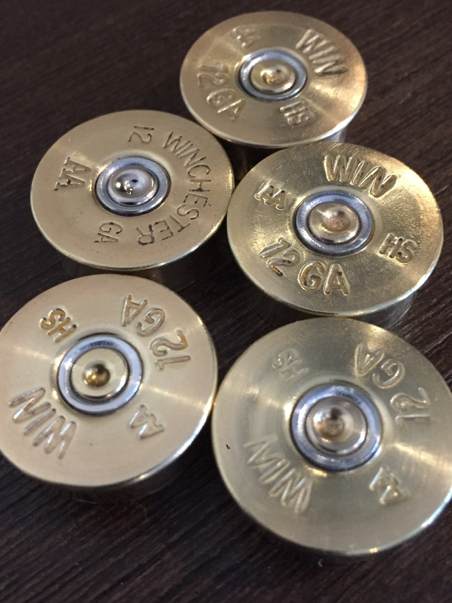 Winchester Gold Steel Head Stamps 12 Gauge Bottoms For Bullet Earrings